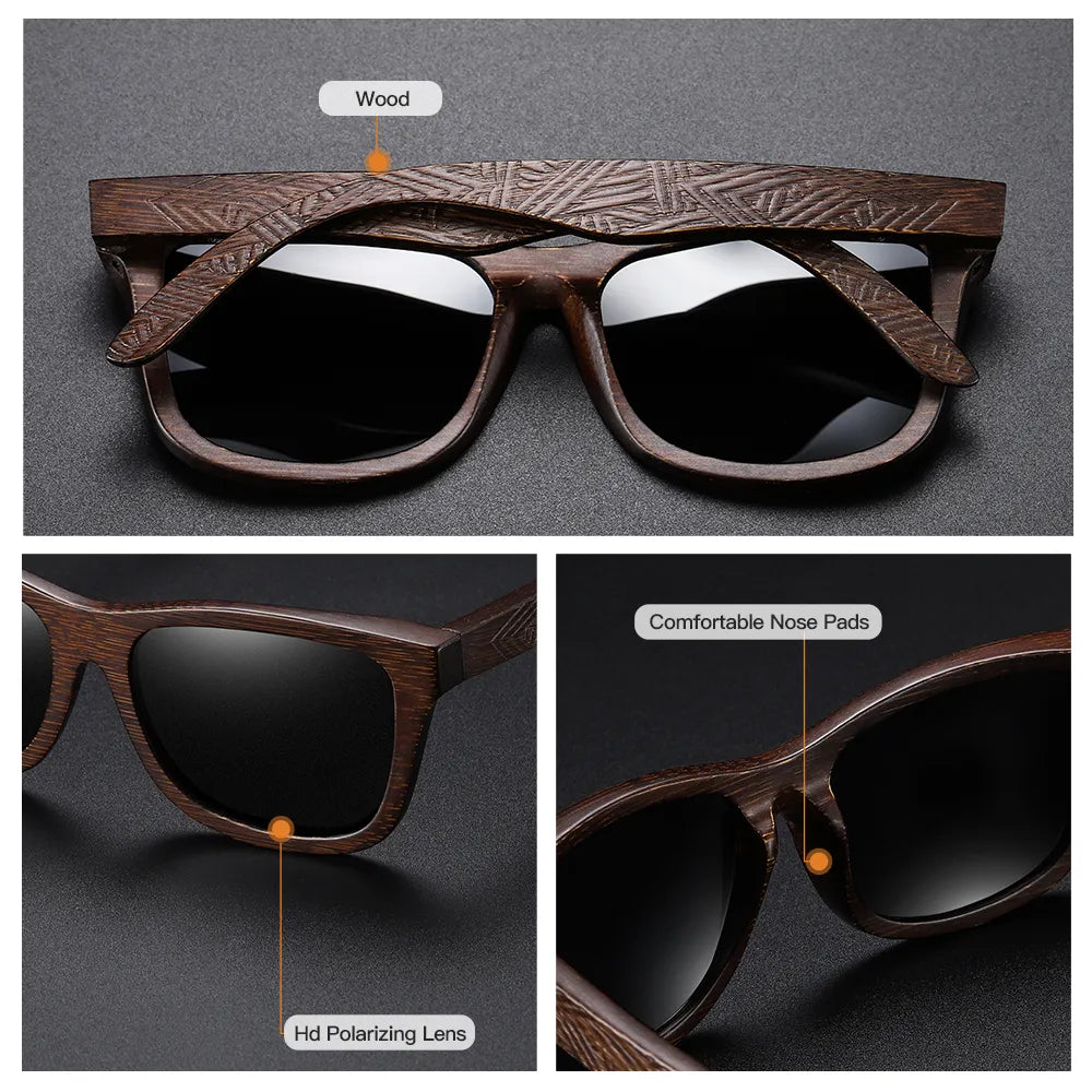 GM Natural Bamboo Wooden Sunglasses