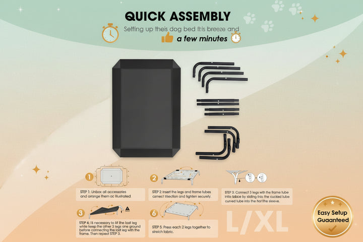 Elevated Dog Bed for Large Dogs - Cooling Raised Pet Cot with Breathable Mesh