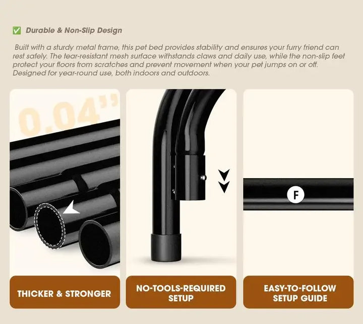 Elevated Dog Bed for Large Dogs - Cooling Raised Pet Cot with Breathable Mesh