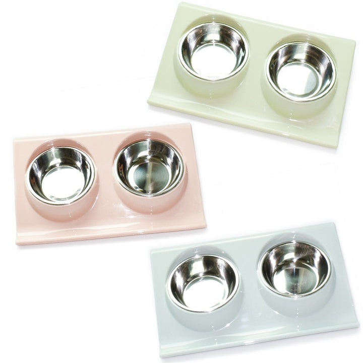 Retro Double food and water Bowl