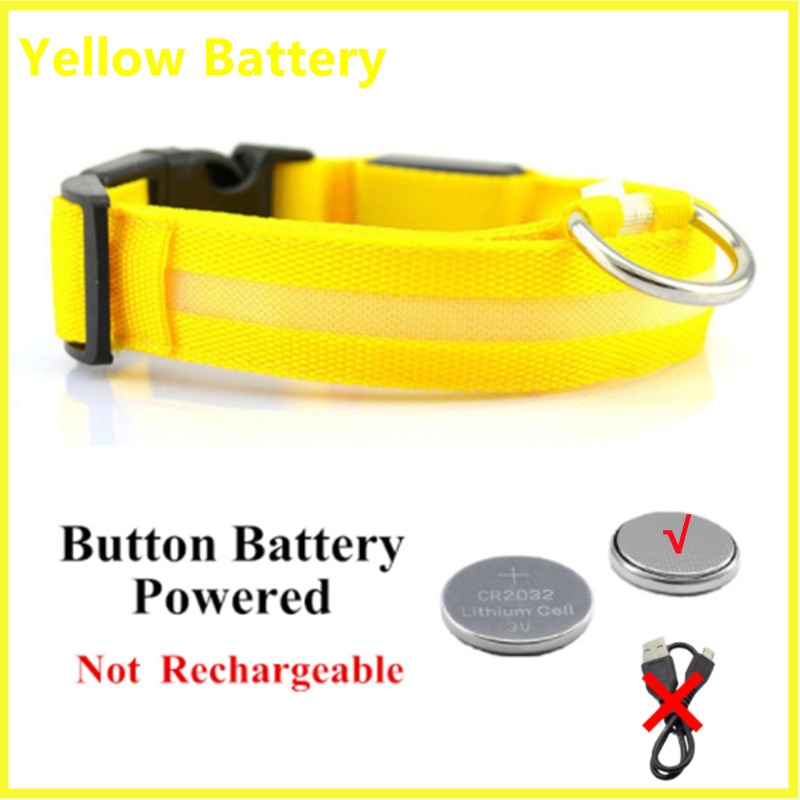 LED - Glowing/Light Up heavy-duty Pet Collor - Rechargeable or Pin Push Battery