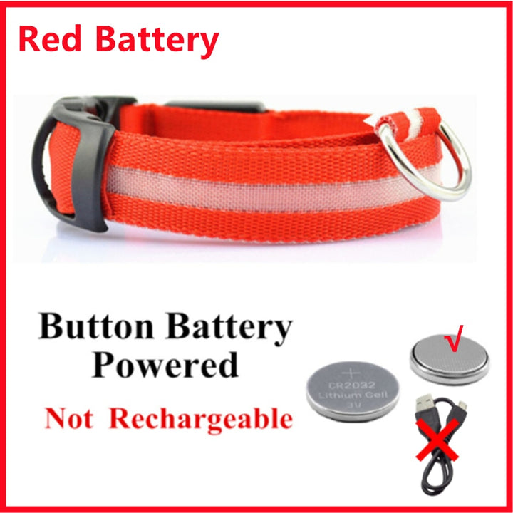 LED - Glowing/Light Up heavy-duty Pet Collor - Rechargeable or Pin Push Battery