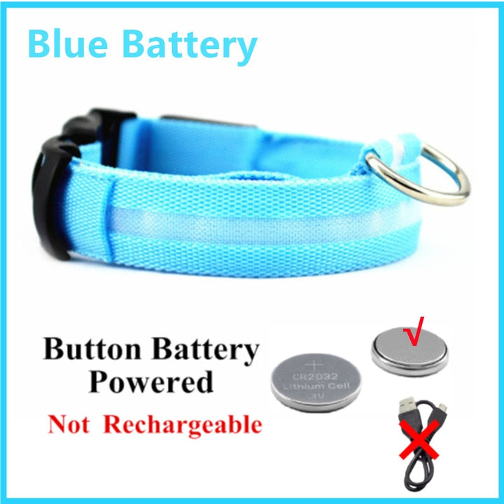 LED - Glowing/Light Up heavy-duty Pet Collor - Rechargeable or Pin Push Battery